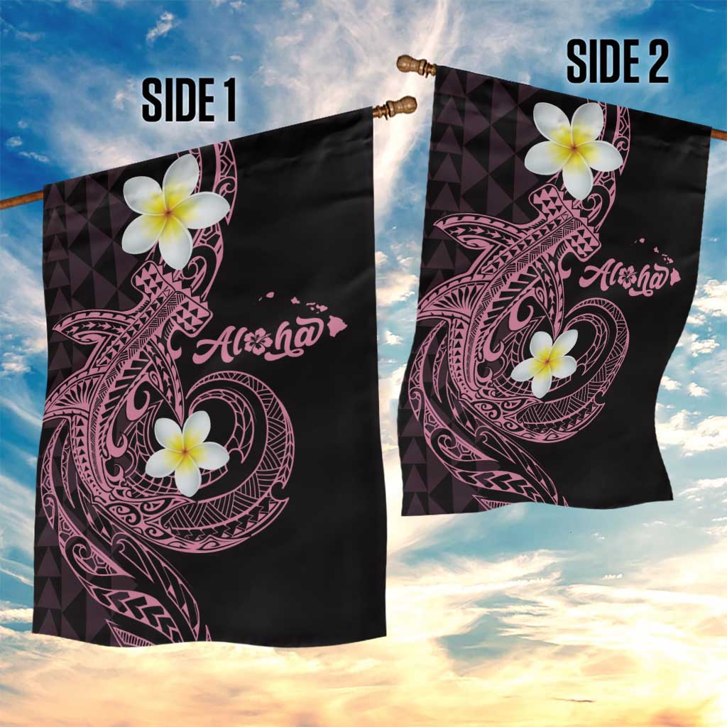 Aloha Hammerhead Shark Garden Flag Vivacious Pink Hawaiian Kakau Tribal Tattoo