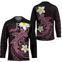 Aloha Hammerhead Shark Hockey Jersey Vivacious Pink Hawaiian Kakau Tribal Tattoo - Polynesian Pride