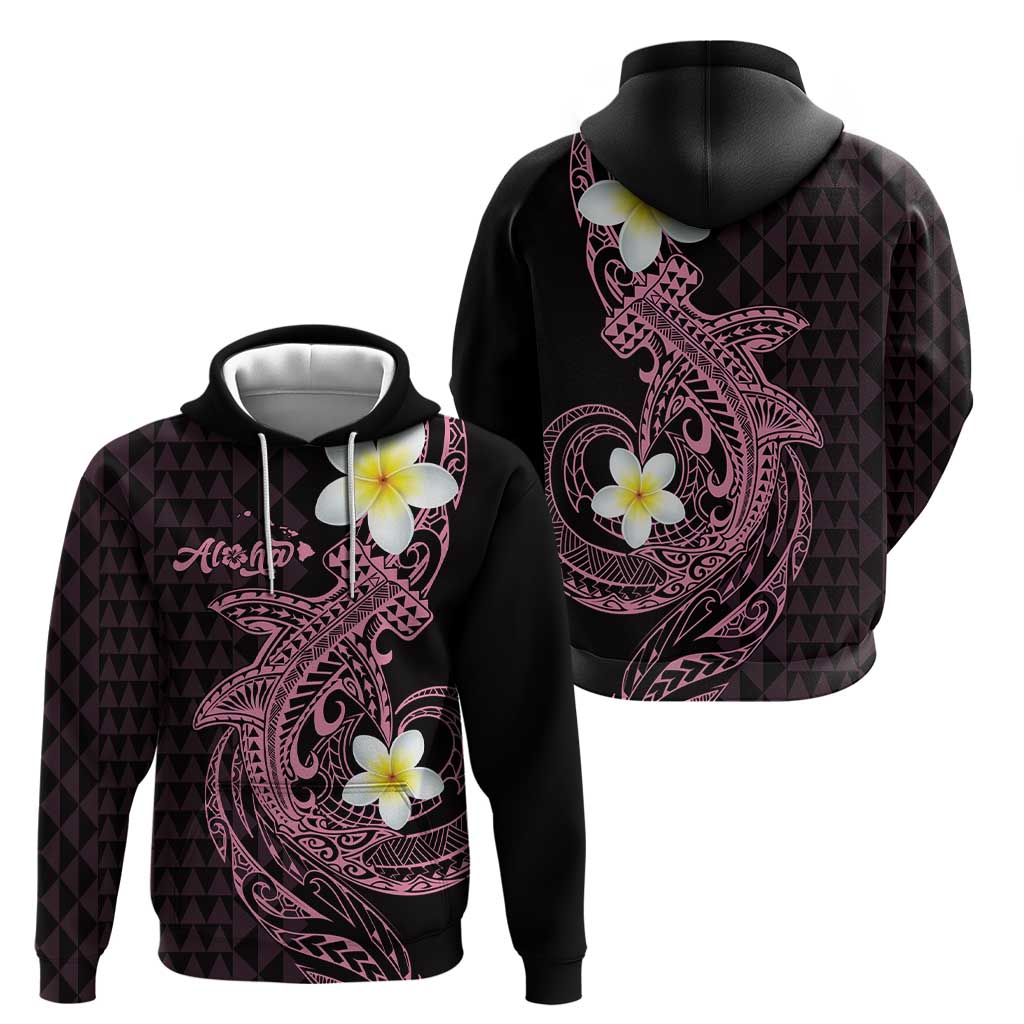Aloha Hammerhead Shark Hoodie Vivacious Pink Hawaiian Kakau Tribal Tattoo