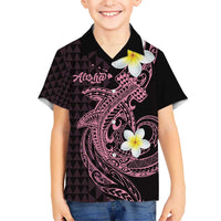 Aloha Hammerhead Shark Kid Hawaiian Shirt Vivacious Pink Hawaiian Kakau Tribal Tattoo