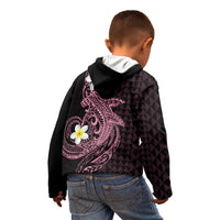 Aloha Hammerhead Shark Kid Hoodie Vivacious Pink Hawaiian Kakau Tribal Tattoo
