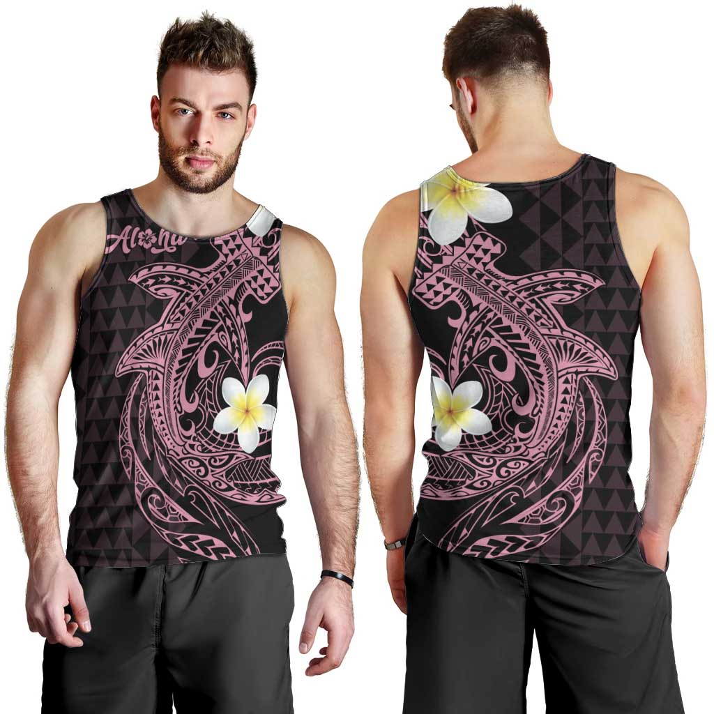 Aloha Hammerhead Shark Men Tank Top Vivacious Pink Hawaiian Kakau Tribal Tattoo