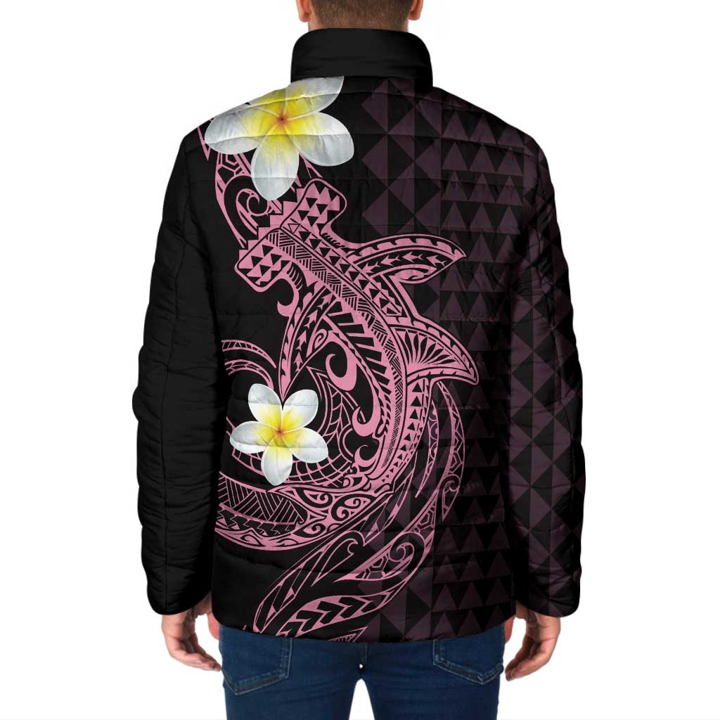 Aloha Hammerhead Shark Padded Jacket Vivacious Pink Hawaiian Kakau Tribal Tattoo - Polynesian Pride