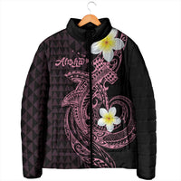 Aloha Hammerhead Shark Padded Jacket Vivacious Pink Hawaiian Kakau Tribal Tattoo - Polynesian Pride