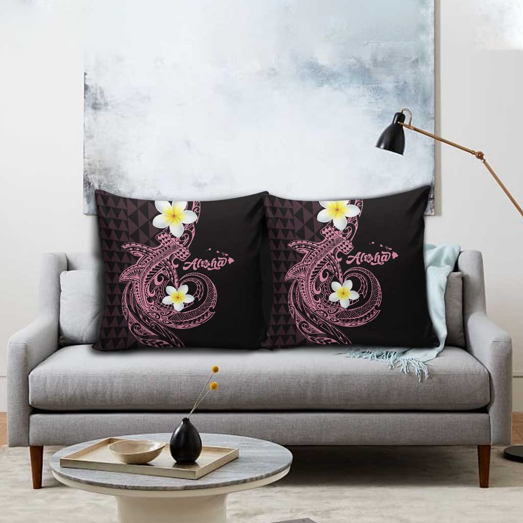 Aloha Hammerhead Shark Pillow Cover Vivacious Pink Hawaiian Kakau Tribal Tattoo - Polynesian Pride