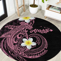 Aloha Hammerhead Shark Round Carpet Vivacious Pink Hawaiian Kakau Tribal Tattoo