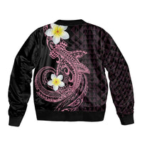 Aloha Hammerhead Shark Sleeve Zip Bomber Jacket Vivacious Pink Hawaiian Kakau Tribal Tattoo