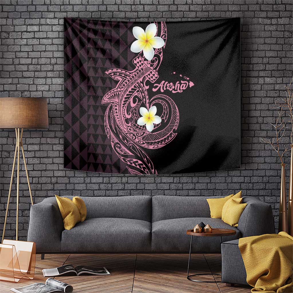 Aloha Hammerhead Shark Tapestry Vivacious Pink Hawaiian Kakau Tribal Tattoo