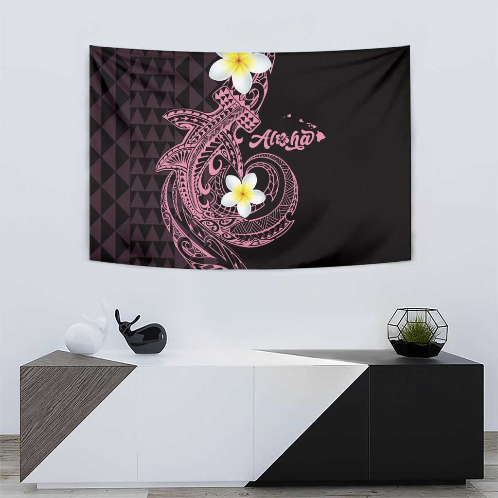 Aloha Hammerhead Shark Tapestry Vivacious Pink Hawaiian Kakau Tribal Tattoo