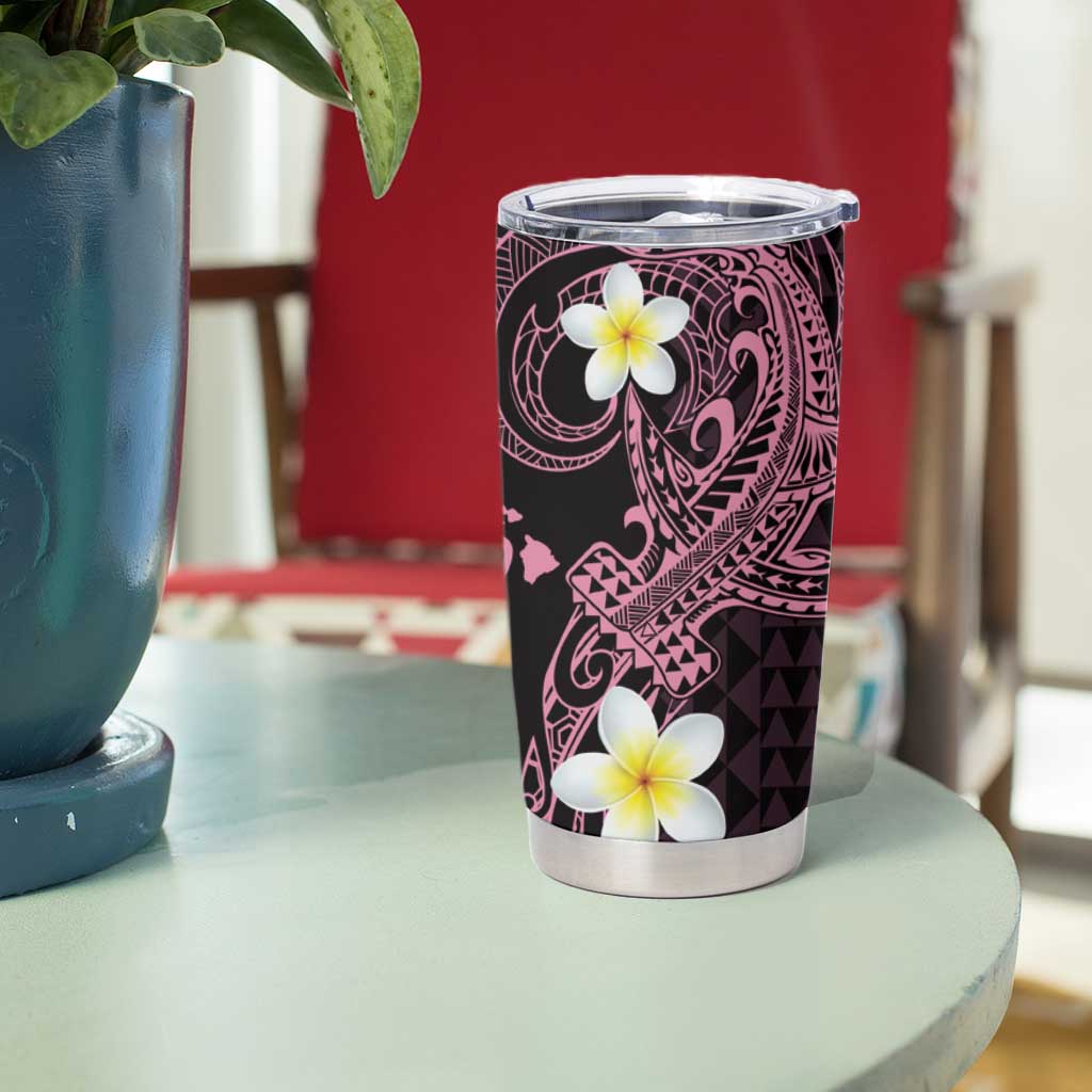 Aloha Hammerhead Shark Tumbler Cup Vivacious Pink Hawaiian Kakau Tribal Tattoo