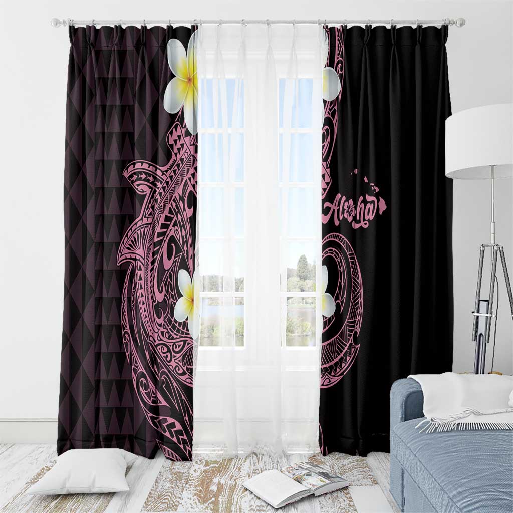 Aloha Hammerhead Shark Window Curtain Vivacious Pink Hawaiian Kakau Tribal Tattoo