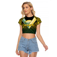 The Kuki's Cook Islands Rugby Raglan Cropped T Shirt Be Unique Vibe Black LT9 Female Black - Polynesian Pride