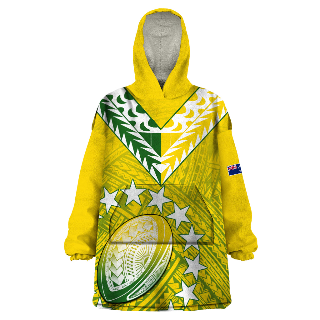 The Kuki's Cook Islands Rugby Wearable Blanket Hoodie Be Unique Vibe Yellow LT9 One Size Yellow - Polynesian Pride