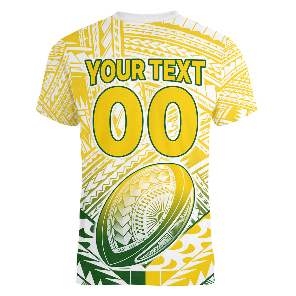 (Custom Text And Number) The Kuki's Cook Islands Rugby Women V Neck T Shirt Be Unique Vibe White LT9 - Polynesian Pride