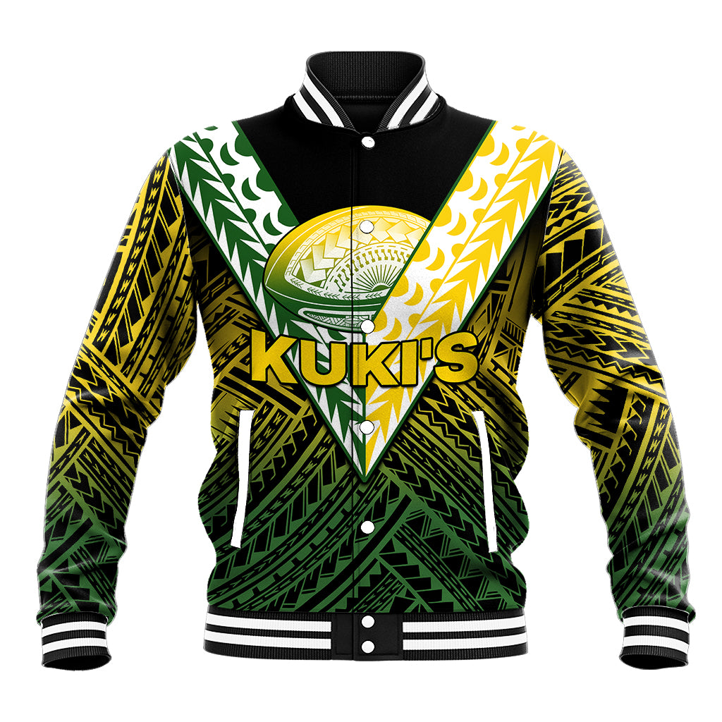 (Custom Text And Number) The Kuki's Cook Islands Rugby Baseball Jacket Be Unique Vibe Black LT9 Unisex Black - Polynesian Pride