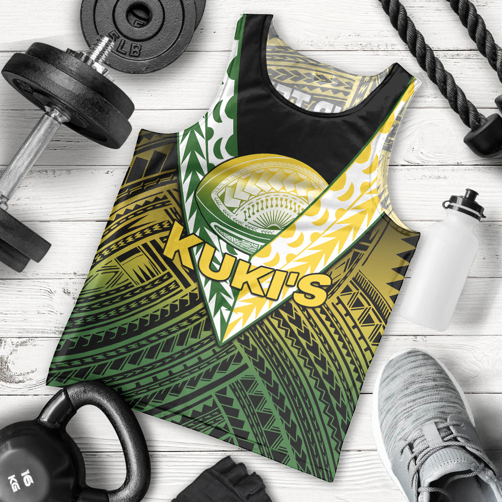 (Custom Text And Number) The Kuki's Cook Islands Rugby Men Tank Top Be Unique Vibe Black LT9 Black - Polynesian Pride