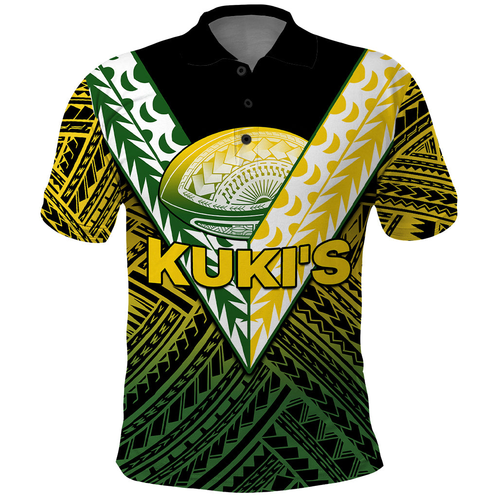 (Custom Text and Number) The Kukis Cook Islands Rugby Polo Shirt Be Unique Vibe Black LT9 Black - Polynesian Pride