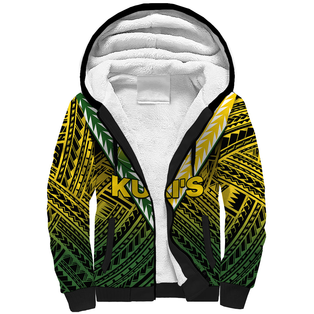 (Custom Text And Number) The Kuki's Cook Islands Rugby Sherpa Hoodie Be Unique Vibe Black LT9 Unisex Black - Polynesian Pride