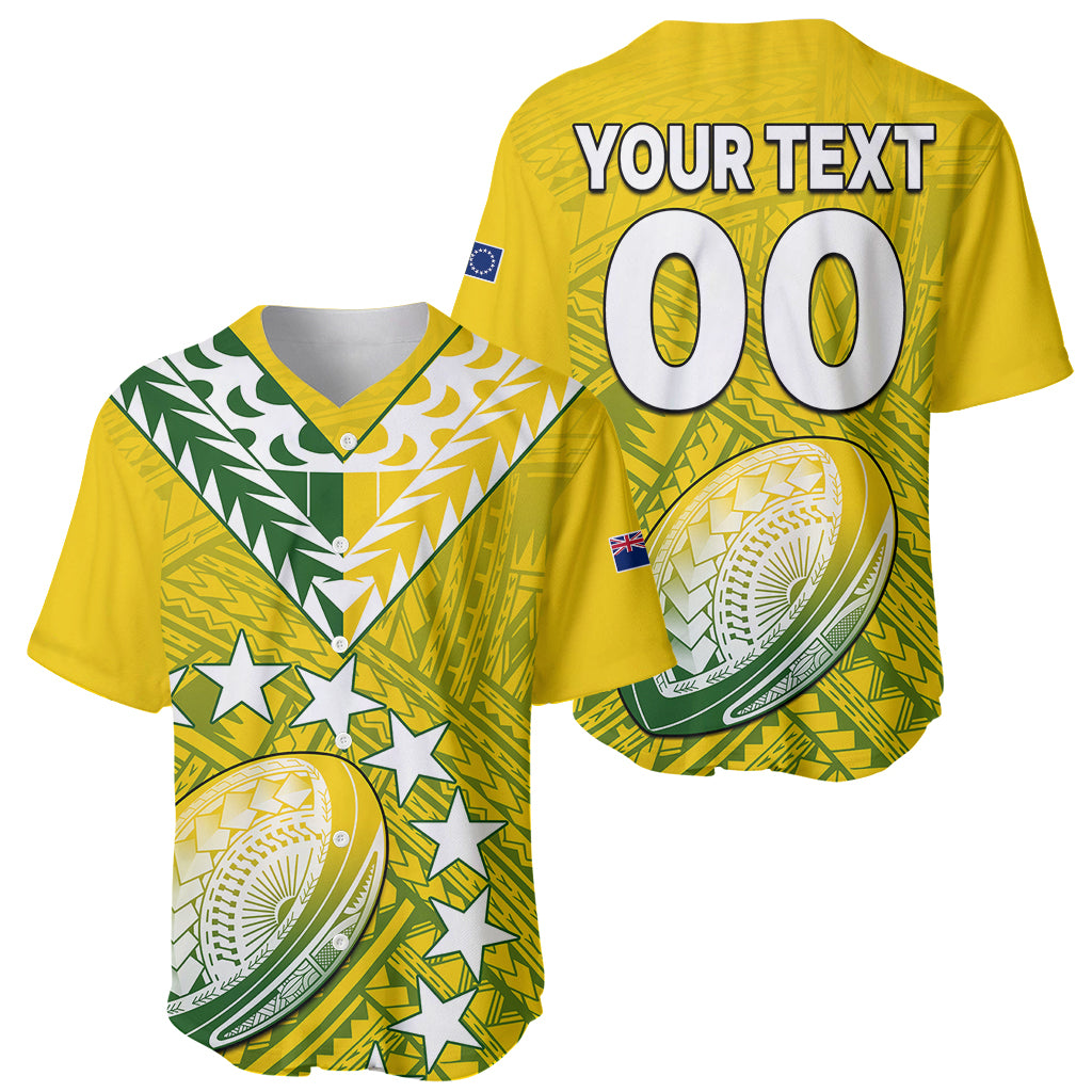 (Custom Text And Number) The Kuki's Cook Islands Rugby Baseball Jersey Be Unique Vibe Yellow LT9 Yellow - Polynesian Pride