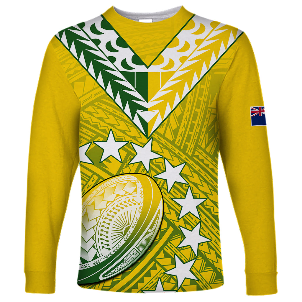 (Custom Text And Number) The Kuki's Cook Islands Rugby Long Sleeve Shirt Be Unique Vibe Yellow LT9 Unisex Yellow - Polynesian Pride