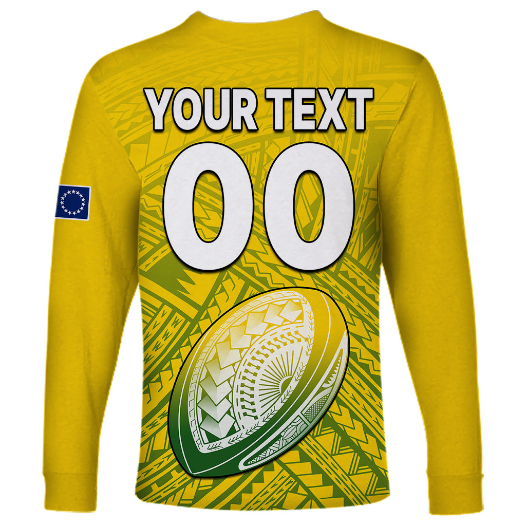 (Custom Text And Number) The Kuki's Cook Islands Rugby Long Sleeve Shirt Be Unique Vibe Yellow LT9 - Polynesian Pride