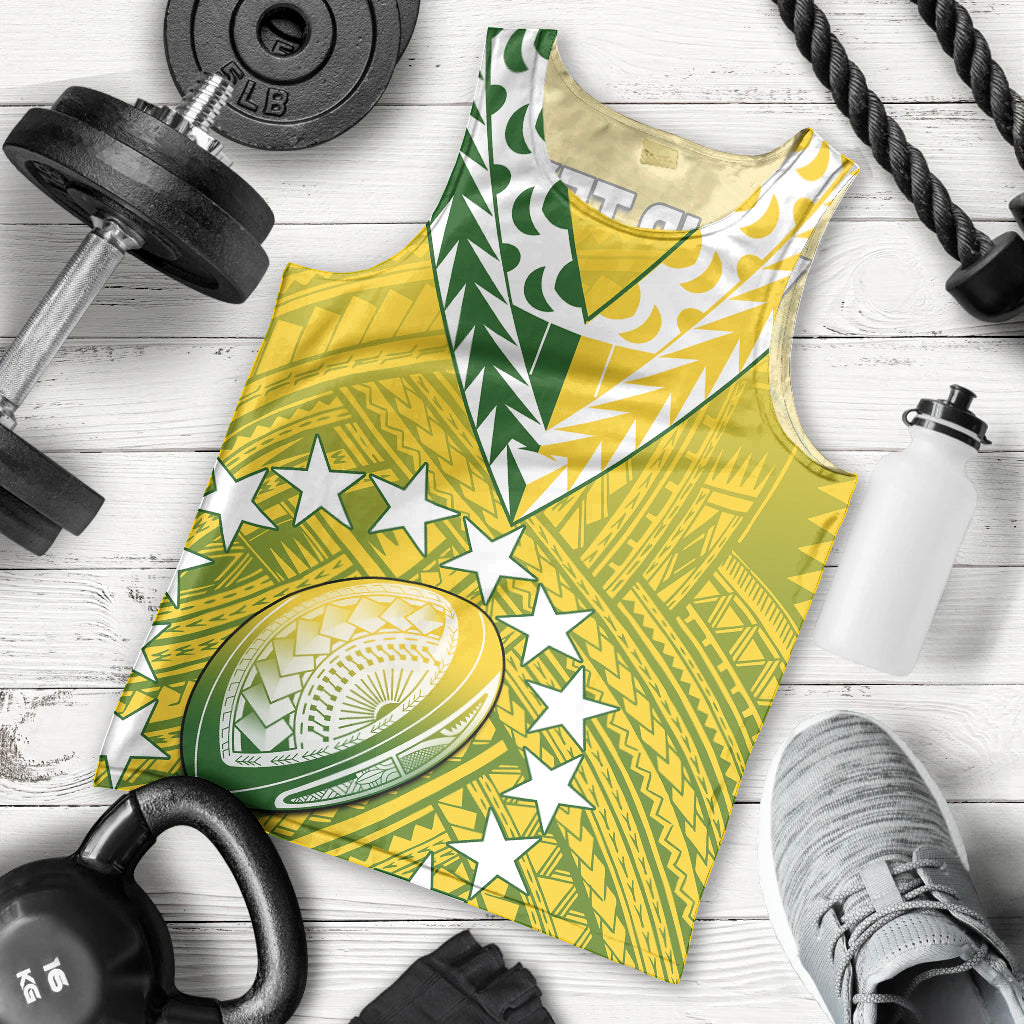 (Custom Text And Number) The Kuki's Cook Islands Rugby Men Tank Top Be Unique Vibe Yellow LT9 Yellow - Polynesian Pride