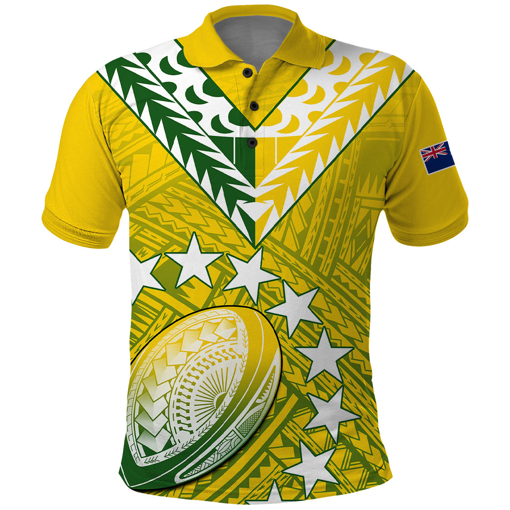 (Custom Text and Number) The Kukis Cook Islands Rugby Polo Shirt Be Unique Vibe Yellow LT9 Yellow - Polynesian Pride