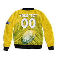 (Custom Text And Number) The Kuki's Cook Islands Rugby Sleeve Zip Bomber Jacket Be Unique Vibe Yellow LT9 - Polynesian Pride
