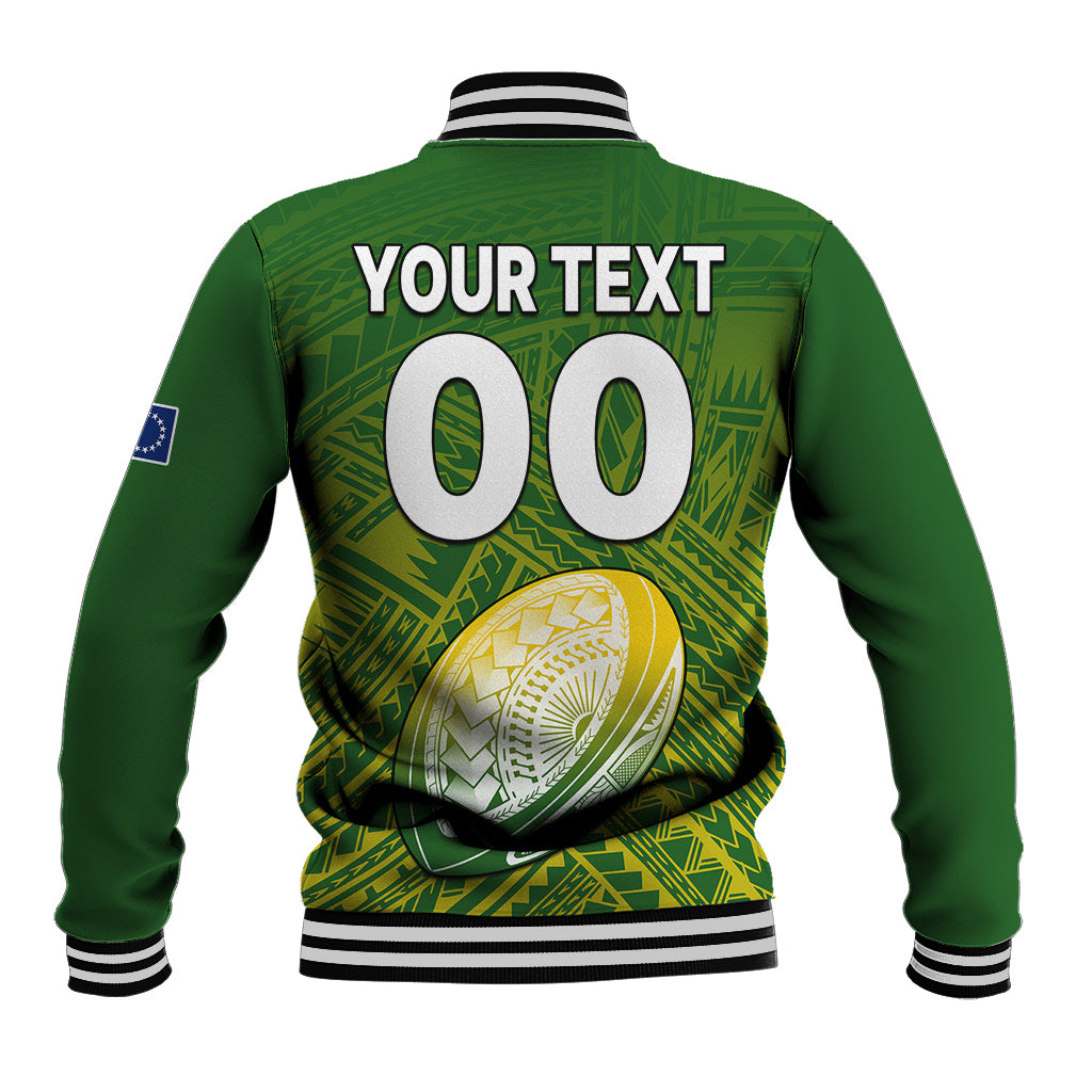 (Custom Text And Number) The Kuki's Cook Islands Rugby Baseball Jacket Be Unique Vibe Green LT9 - Polynesian Pride
