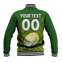 (Custom Text And Number) The Kuki's Cook Islands Rugby Baseball Jacket Be Unique Vibe Green LT9 - Polynesian Pride