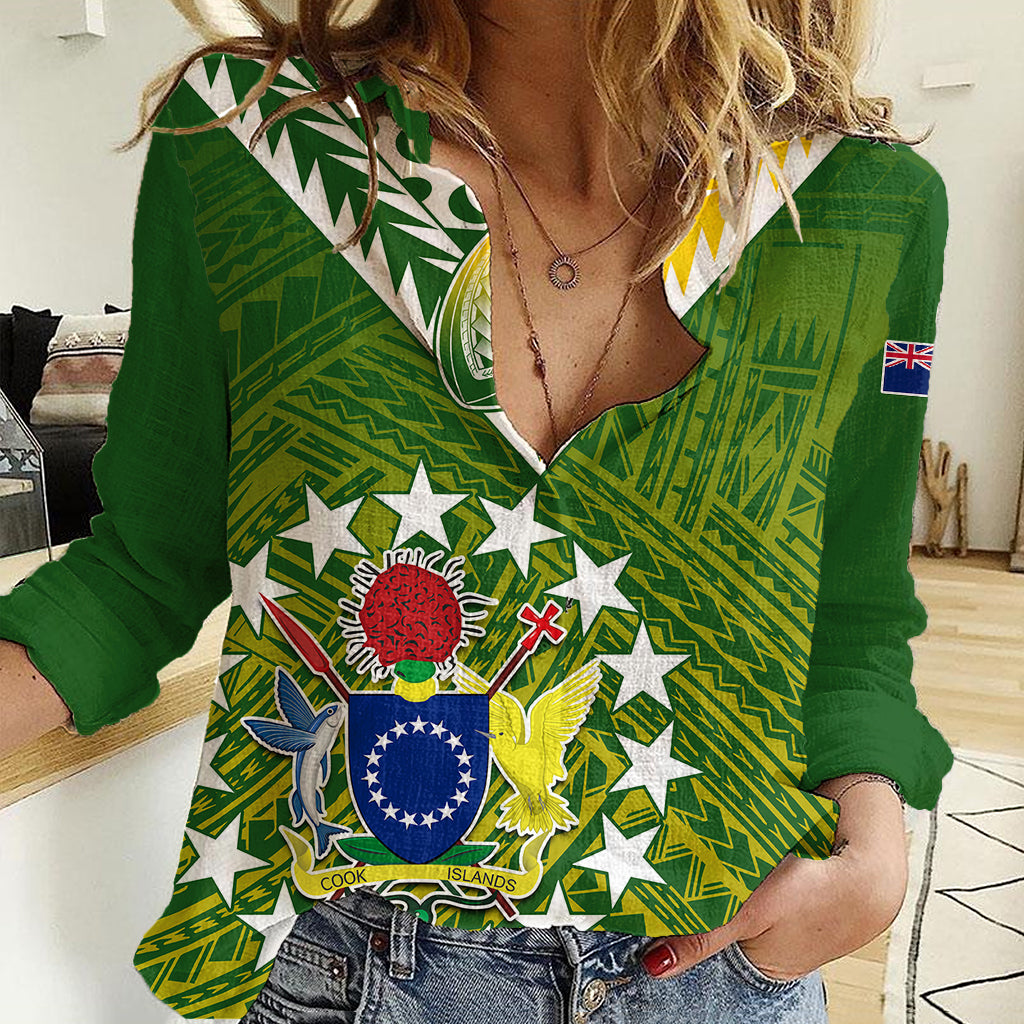 (Custom Text And Number) The Kuki's Cook Islands Rugby Women Casual Shirt Be Unique Vibe Green LT9 Female Green - Polynesian Pride