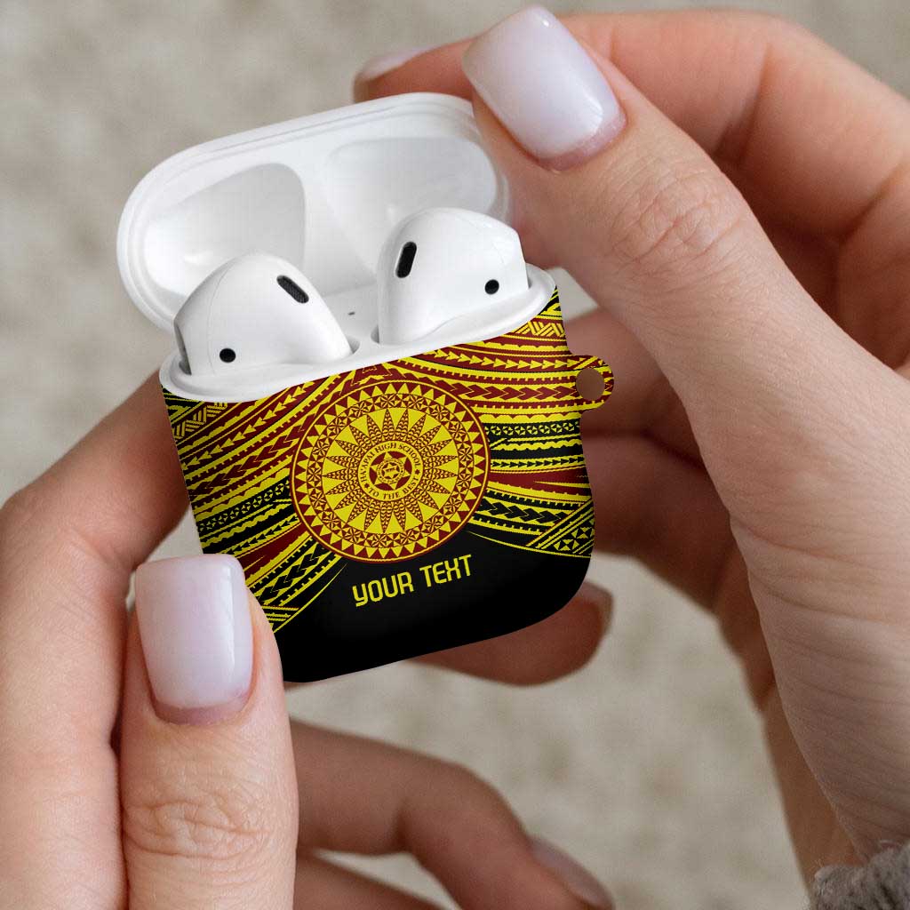 Personalised Tonga Ha apai High School AirPods Case Ngatu Fonulei Pattern - Polynesian Pride
