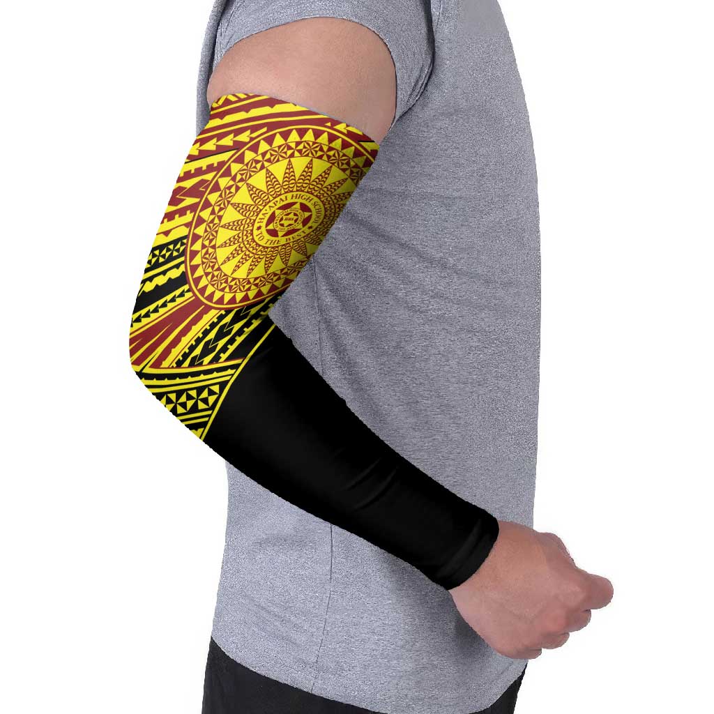 Personalised Tonga Ha apai High School Arm Sleeves Ngatu Fonulei Pattern - Polynesian Pride
