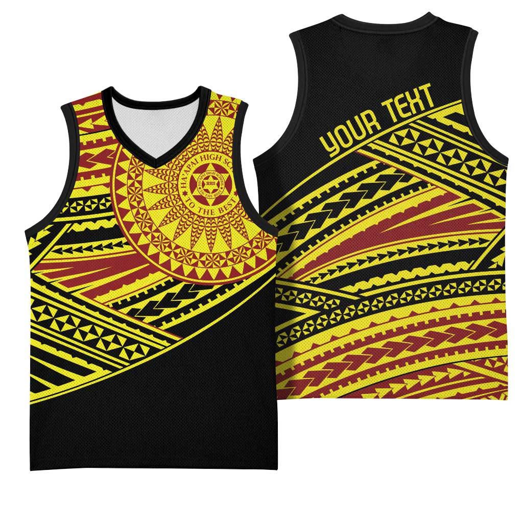 Personalised Tonga Ha apai High School Basketball Jersey Ngatu Fonulei Pattern LT9 - Polynesian Pride