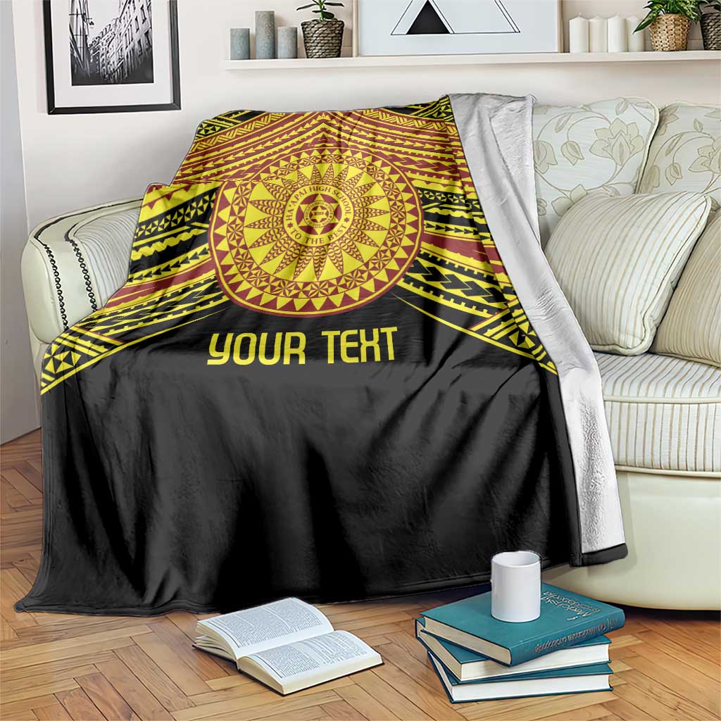 Personalised Tonga Ha apai High School Blanket Ngatu Fonulei Pattern LT9 Gold - Polynesian Pride