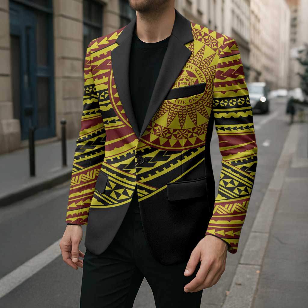 Personalised Tonga Ha apai High School Blazer Ngatu Fonulei Pattern - Polynesian Pride