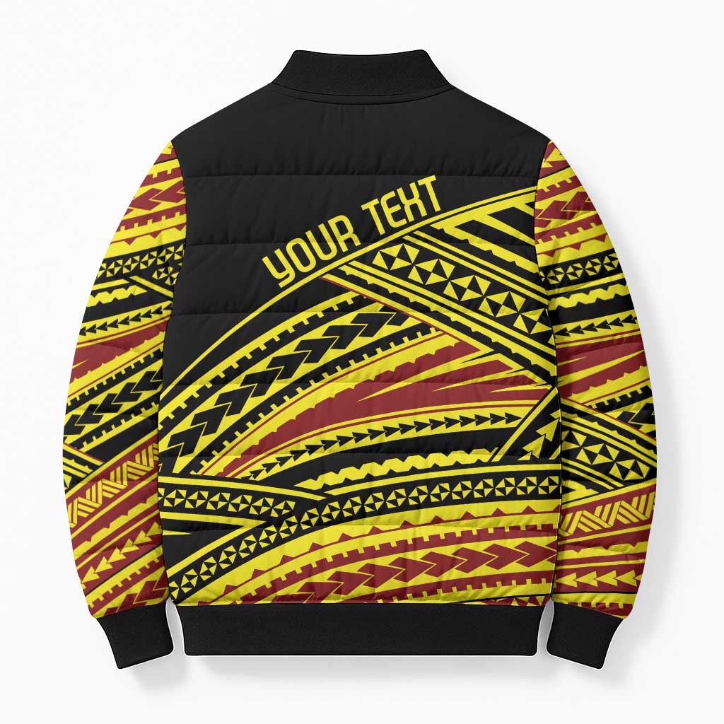 Personalised Tonga Ha apai High School Bomber Puffer Jacket Ngatu Fonulei Pattern LT9 - Polynesian Pride