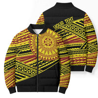 Personalised Tonga Ha apai High School Bomber Puffer Jacket Ngatu Fonulei Pattern LT9 - Polynesian Pride