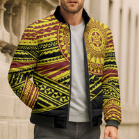 Personalised Tonga Ha apai High School Bomber Puffer Jacket Ngatu Fonulei Pattern LT9 - Polynesian Pride