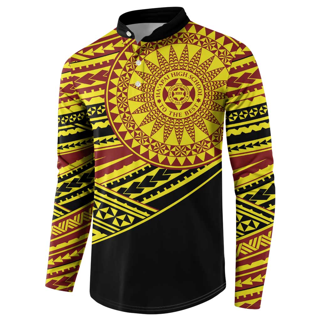 Personalised Tonga Ha apai High School Button Sweatshirt Ngatu Fonulei Pattern LT9 - Polynesian Pride
