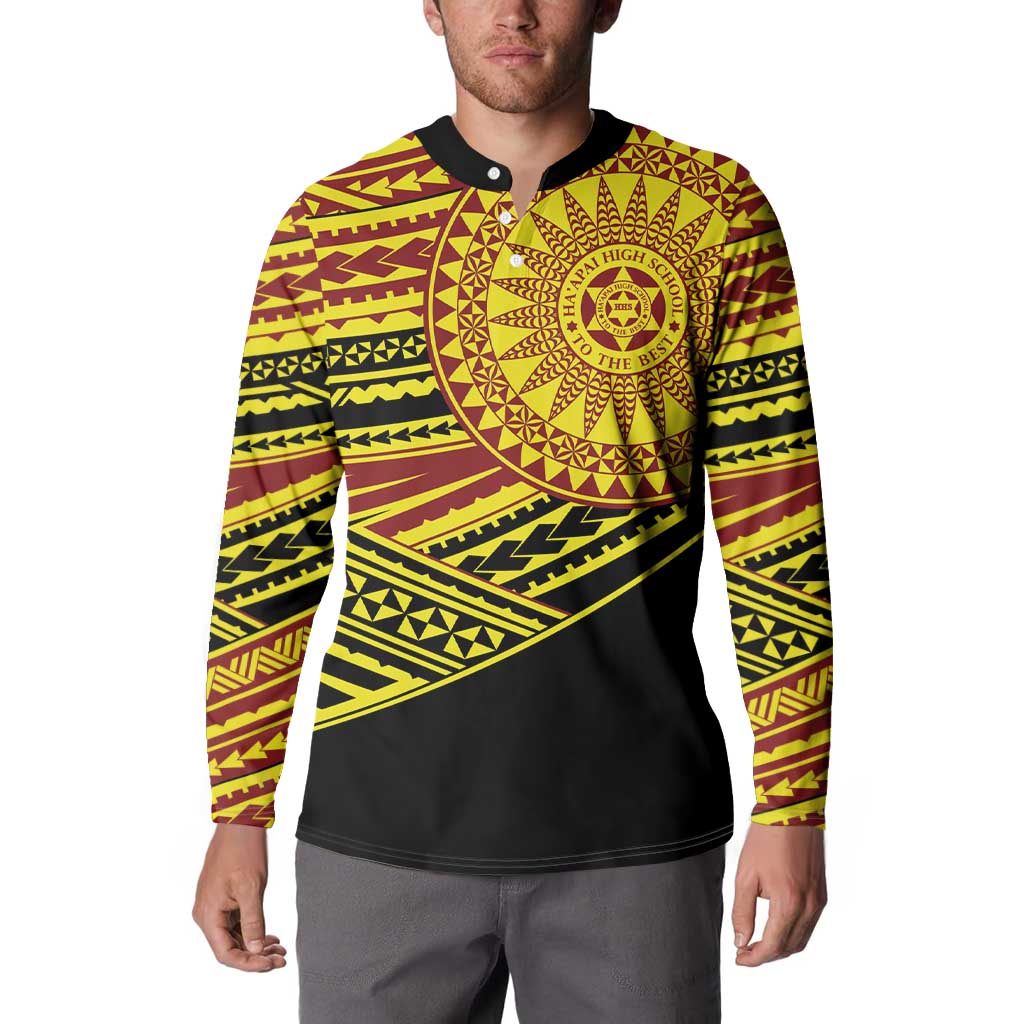 Personalised Tonga Ha apai High School Button Sweatshirt Ngatu Fonulei Pattern LT9 - Polynesian Pride