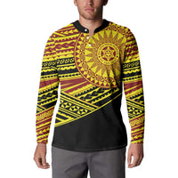 Personalised Tonga Ha apai High School Button Sweatshirt Ngatu Fonulei Pattern LT9 - Polynesian Pride