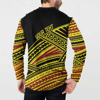 Personalised Tonga Ha apai High School Button Sweatshirt Ngatu Fonulei Pattern LT9 - Polynesian Pride