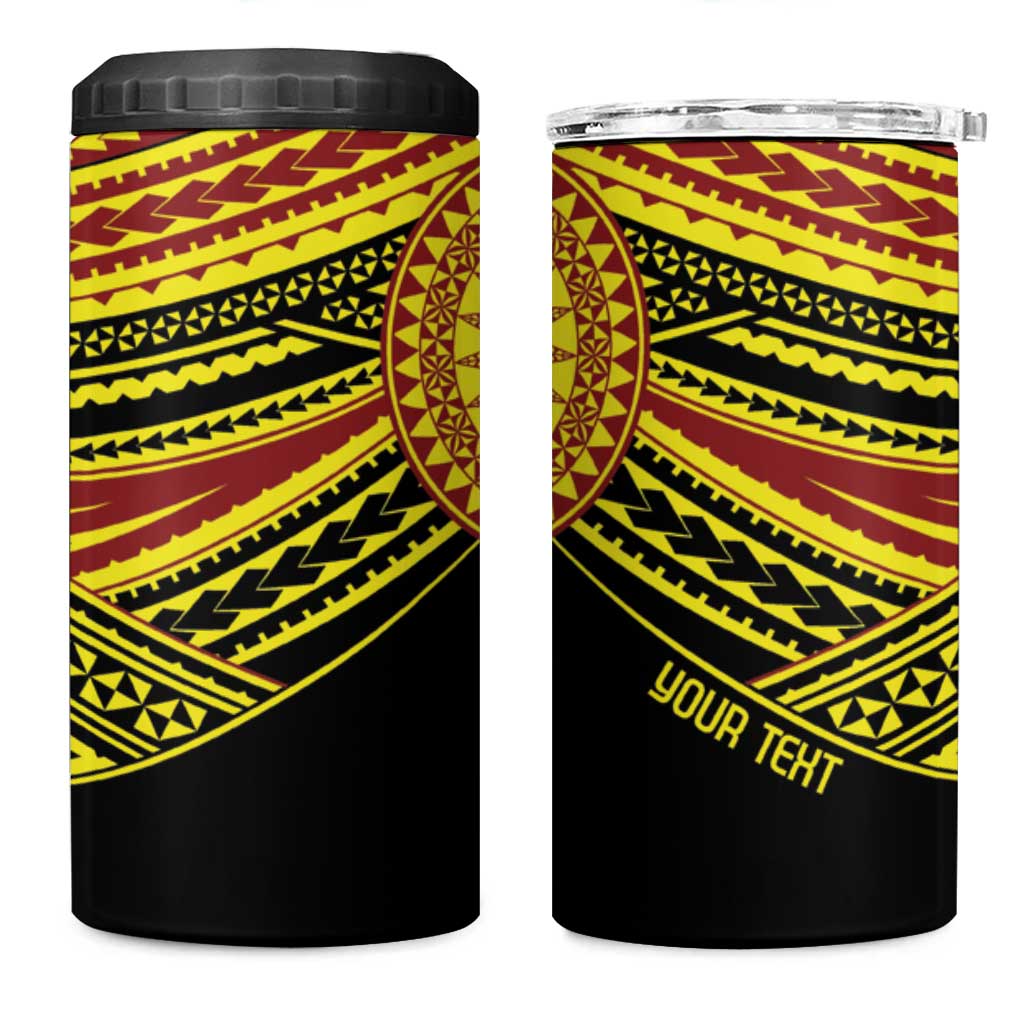 Personalised Tonga Ha apai High School 4 in 1 Can Cooler Tumbler Ngatu Fonulei Pattern LT9 One Size: 16 oz Gold - Polynesian Pride