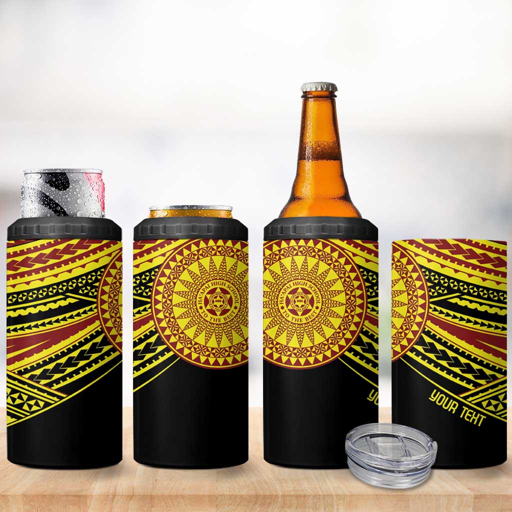 Personalised Tonga Ha apai High School 4 in 1 Can Cooler Tumbler Ngatu Fonulei Pattern LT9 - Polynesian Pride