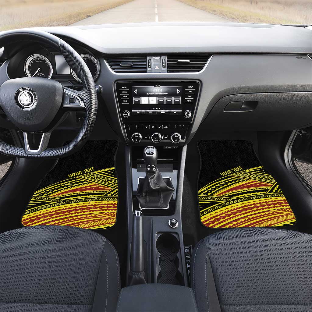 Personalised Tonga Ha apai High School Car Mats Ngatu Fonulei Pattern LT9 Set 2pcs - Front Gold - Polynesian Pride