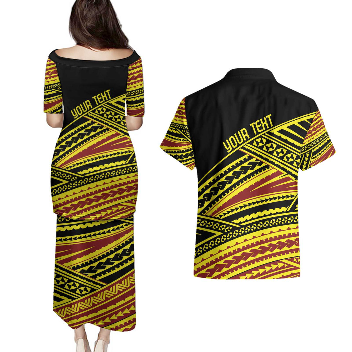 Personalised Tonga Ha apai High School Couples Matching Puletasi and Hawaiian Shirt Ngatu Fonulei Pattern LT9 - Polynesian Pride