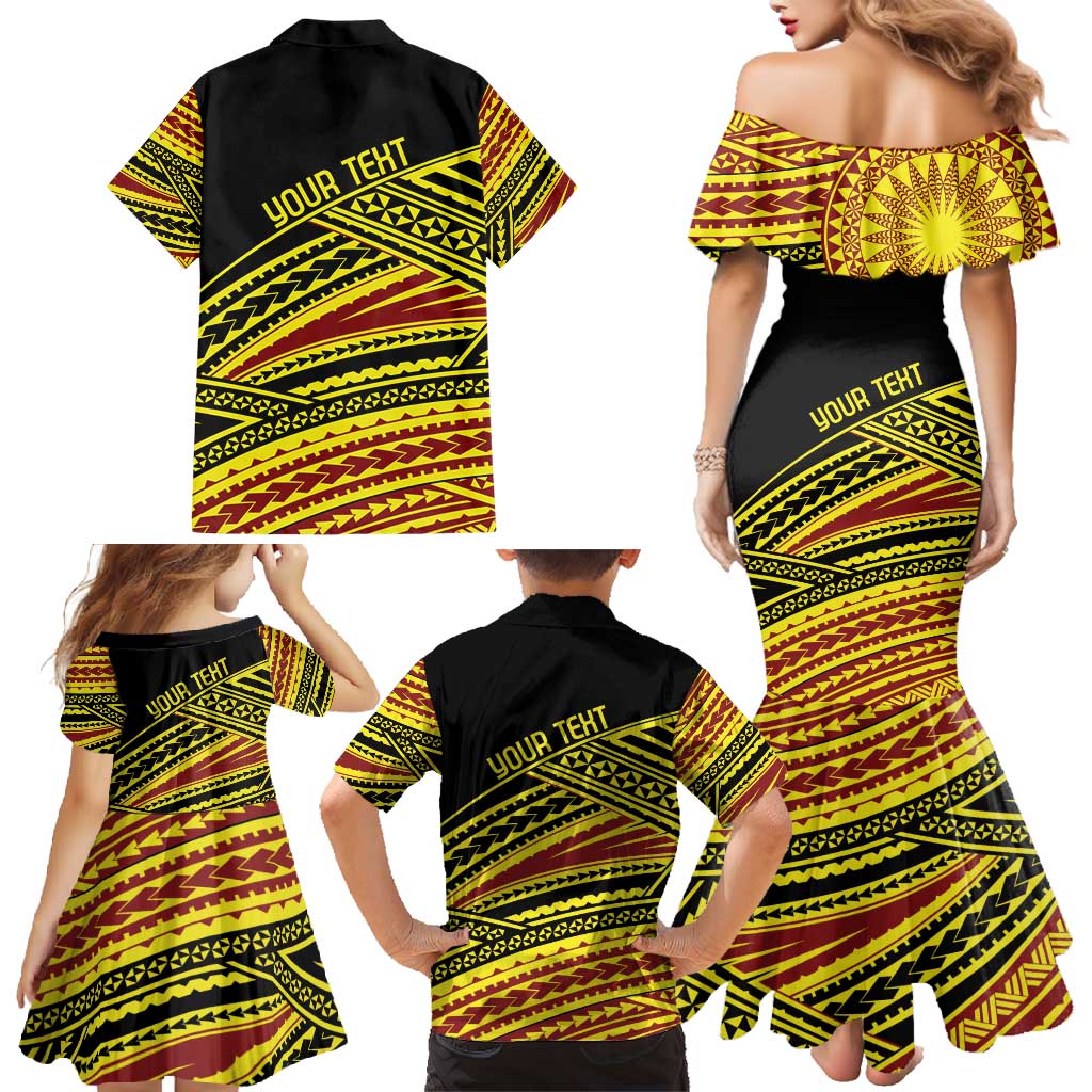 Personalised Tonga Ha apai High School Family Matching Mermaid Dress and Hawaiian Shirt Ngatu Fonulei Pattern