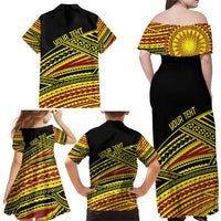 Personalised Tonga Ha apai High School Family Matching Off Shoulder Maxi Dress and Hawaiian Shirt Ngatu Fonulei Pattern