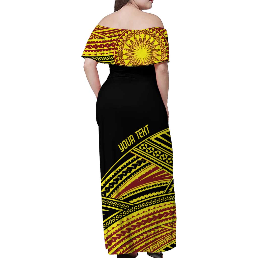 Personalised Tonga Ha apai High School Family Matching Off Shoulder Maxi Dress and Hawaiian Shirt Ngatu Fonulei Pattern